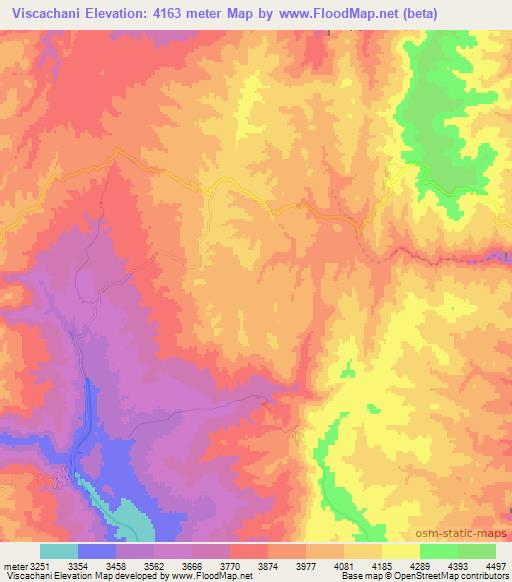 Viscachani,Bolivia Elevation Map