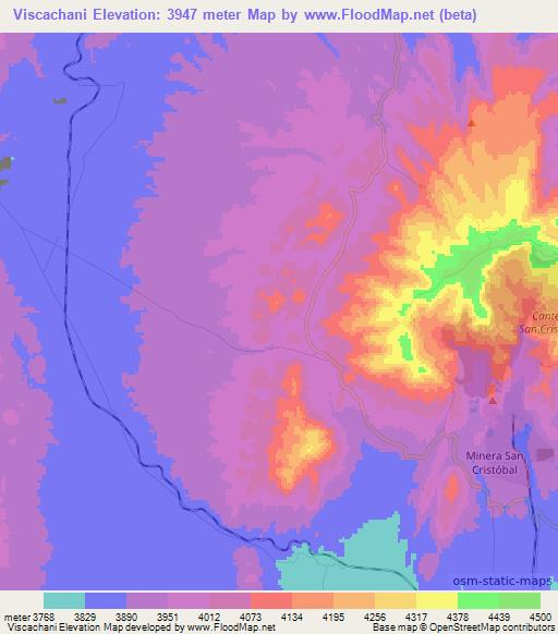 Viscachani,Bolivia Elevation Map