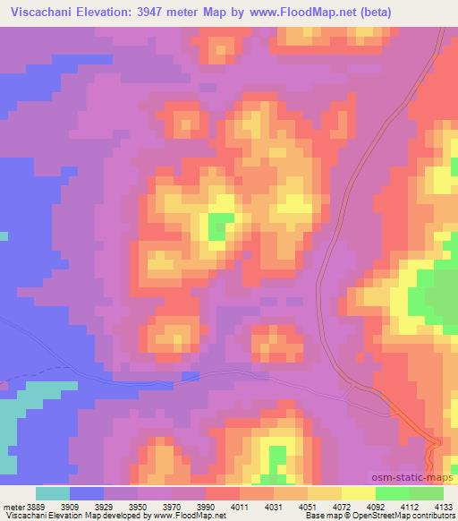 Viscachani,Bolivia Elevation Map