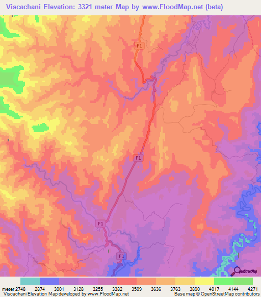 Viscachani,Bolivia Elevation Map