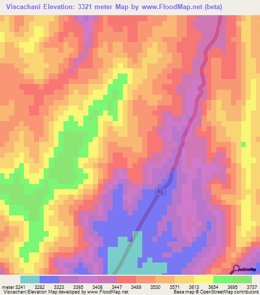 Viscachani,Bolivia Elevation Map