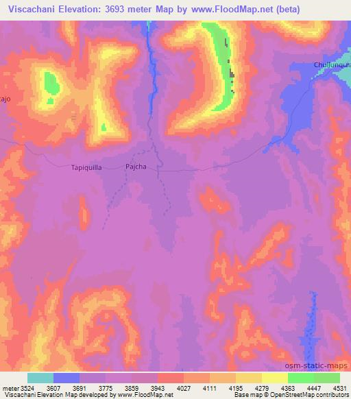 Viscachani,Bolivia Elevation Map