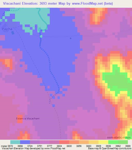 Viscachani,Bolivia Elevation Map