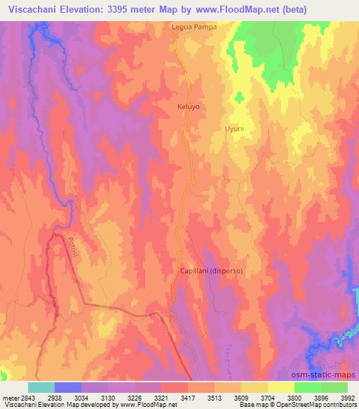 Viscachani,Bolivia Elevation Map