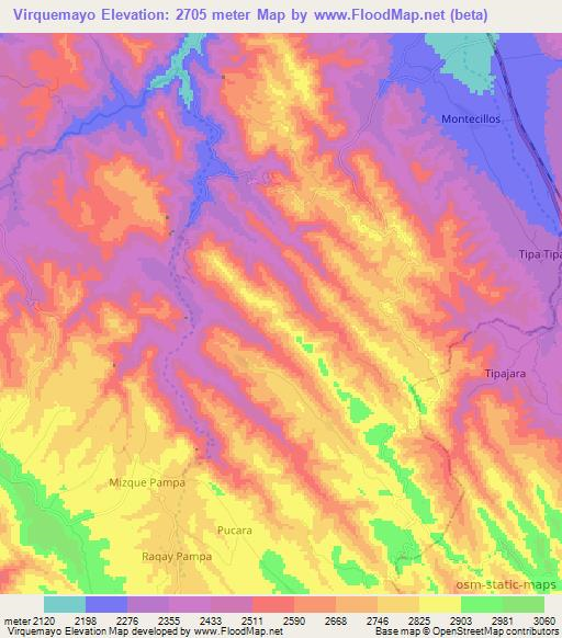 Virquemayo,Bolivia Elevation Map