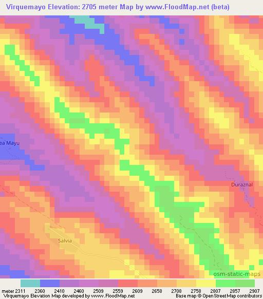 Virquemayo,Bolivia Elevation Map