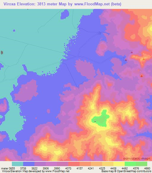 Viroxa,Bolivia Elevation Map