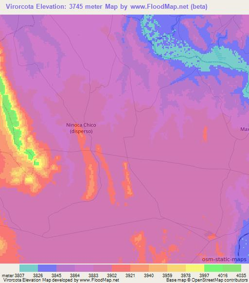 Virorcota,Bolivia Elevation Map