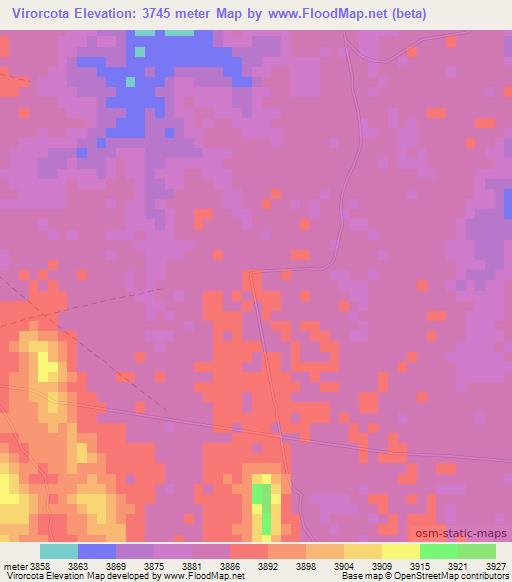 Virorcota,Bolivia Elevation Map