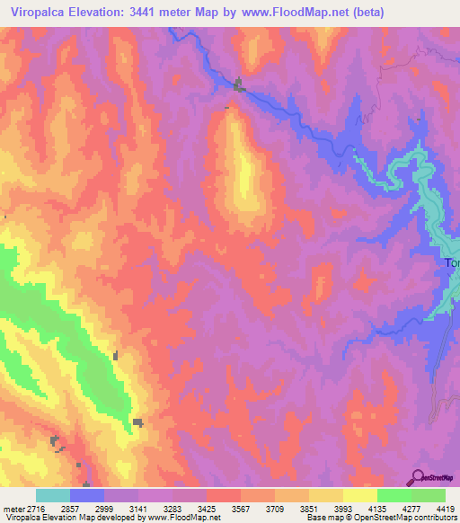 Viropalca,Bolivia Elevation Map
