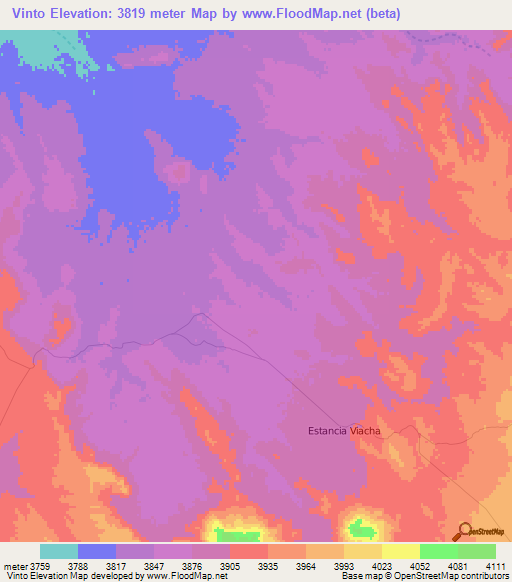 Vinto,Bolivia Elevation Map
