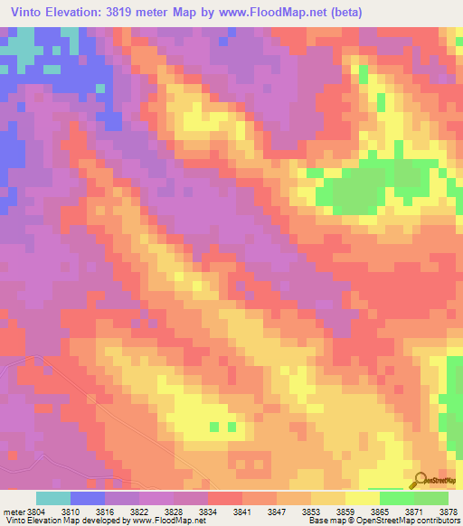 Vinto,Bolivia Elevation Map