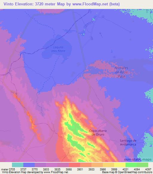 Vinto,Bolivia Elevation Map