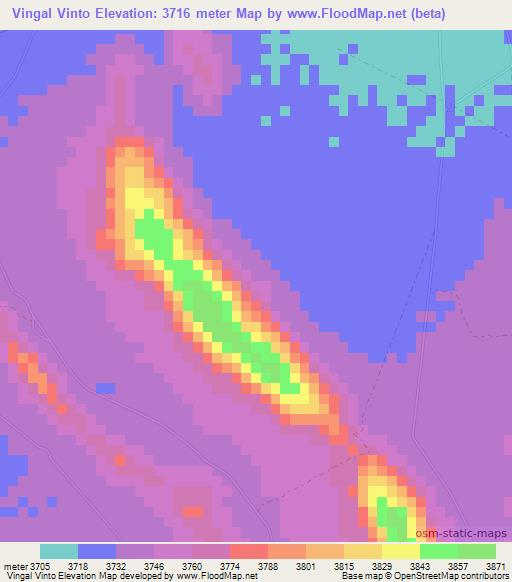 Vingal Vinto,Bolivia Elevation Map