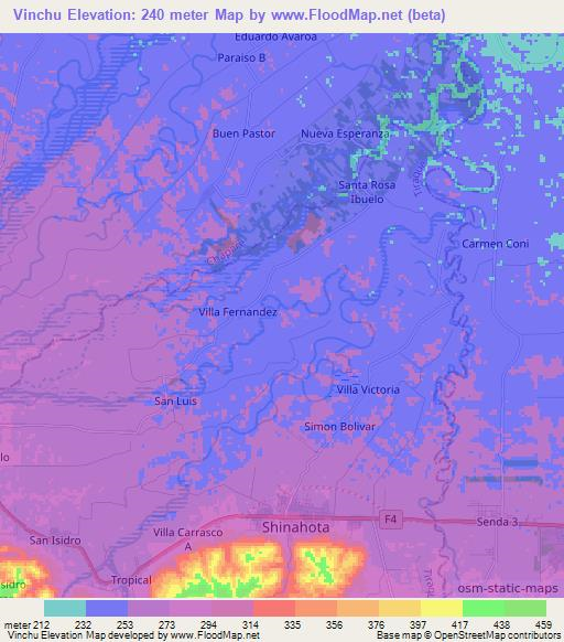 Vinchu,Bolivia Elevation Map