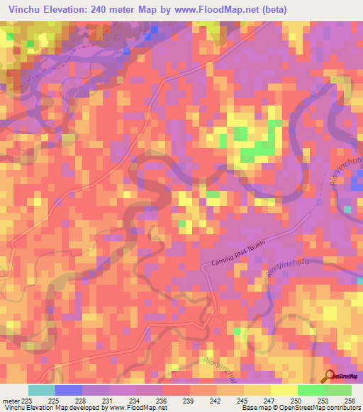 Vinchu,Bolivia Elevation Map