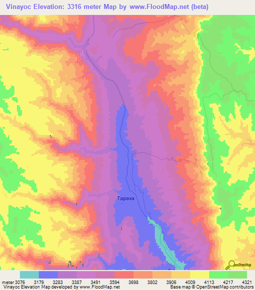 Vinayoc,Bolivia Elevation Map