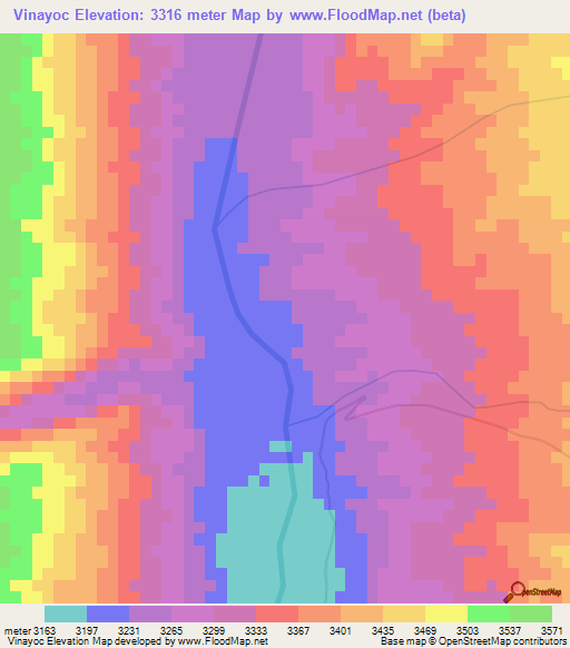 Vinayoc,Bolivia Elevation Map