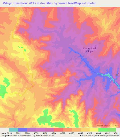 Viluyo,Bolivia Elevation Map