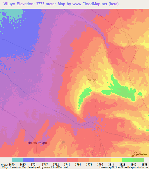 Viluyo,Bolivia Elevation Map