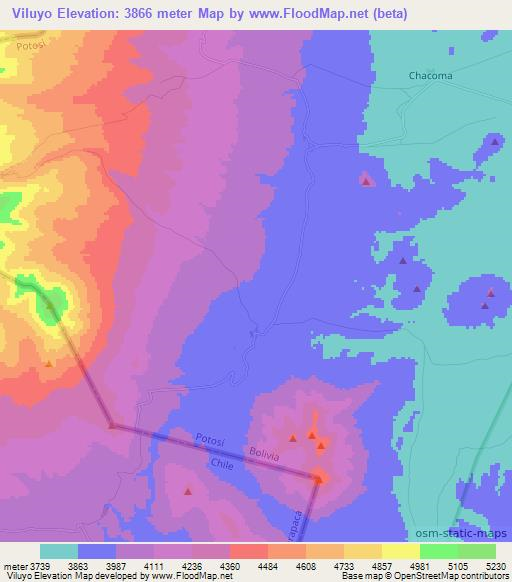 Viluyo,Bolivia Elevation Map