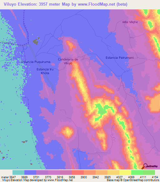 Viluyo,Bolivia Elevation Map