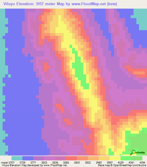 Viluyo,Bolivia Elevation Map