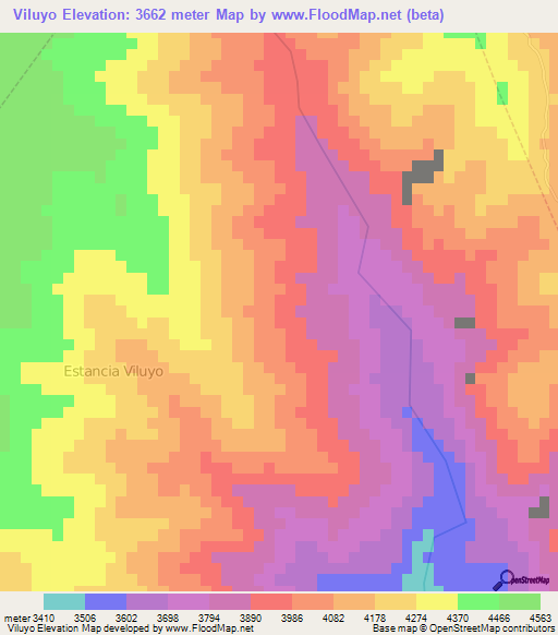 Viluyo,Bolivia Elevation Map