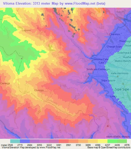Viloma,Bolivia Elevation Map