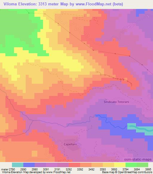 Viloma,Bolivia Elevation Map