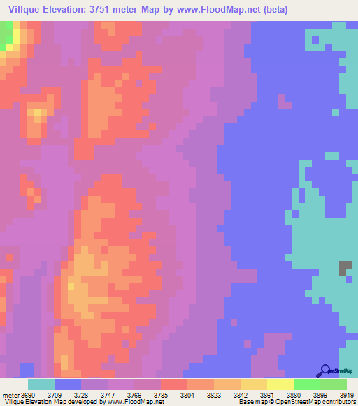 Villque,Bolivia Elevation Map