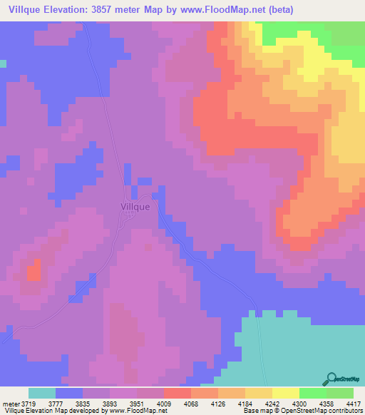 Villque,Bolivia Elevation Map