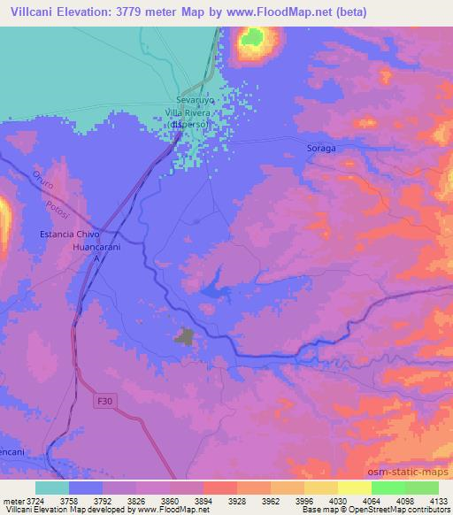 Villcani,Bolivia Elevation Map