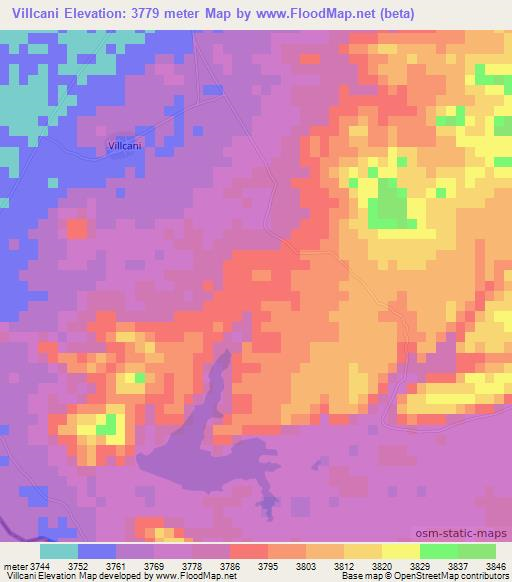 Villcani,Bolivia Elevation Map