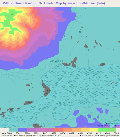 Villa Vitalina,Bolivia Elevation Map