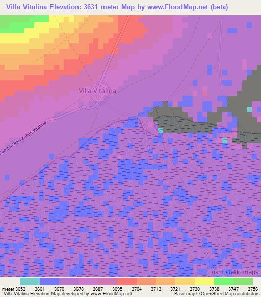 Villa Vitalina,Bolivia Elevation Map