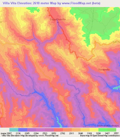 Villa Vita,Bolivia Elevation Map