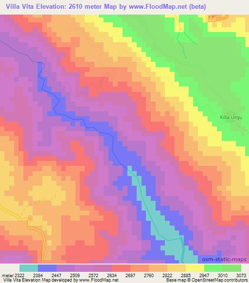 Villa Vita,Bolivia Elevation Map