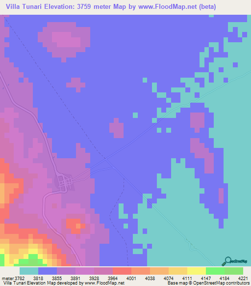 Villa Tunari,Bolivia Elevation Map