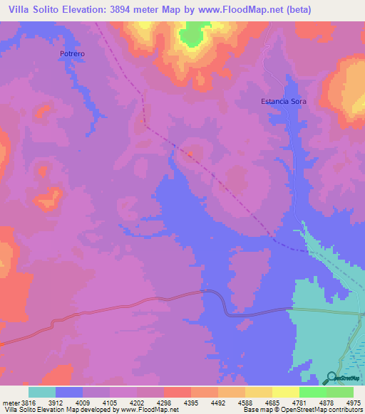 Villa Solito,Bolivia Elevation Map