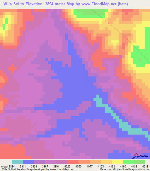 Villa Solito,Bolivia Elevation Map