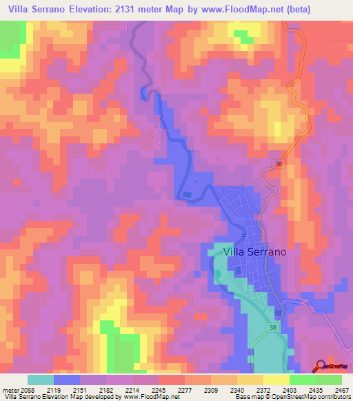 Villa Serrano,Bolivia Elevation Map