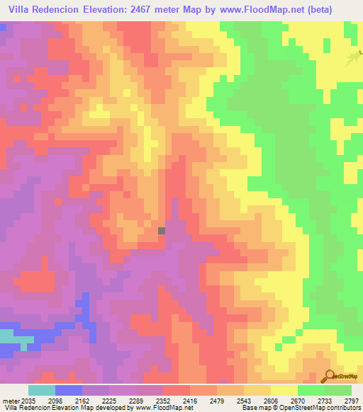 Villa Redencion,Bolivia Elevation Map