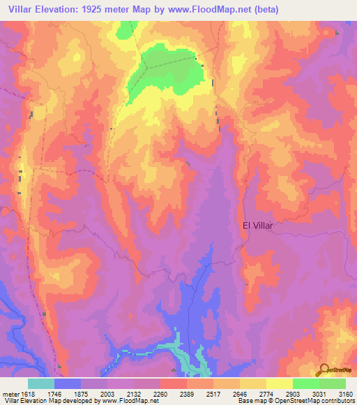 Villar,Bolivia Elevation Map