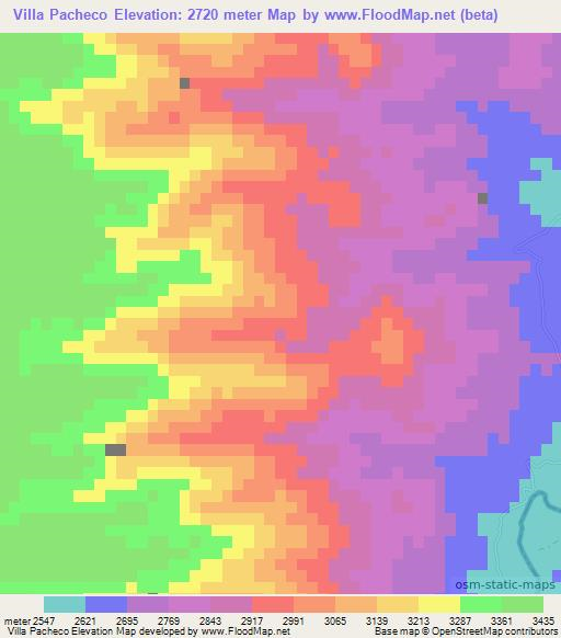 Villa Pacheco,Bolivia Elevation Map