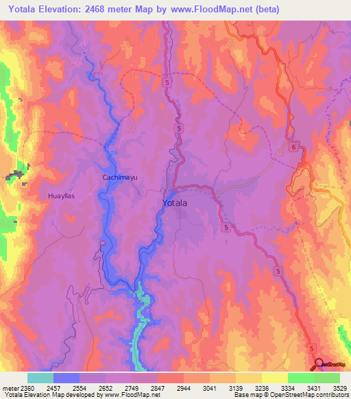 Yotala,Bolivia Elevation Map