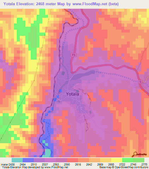 Yotala,Bolivia Elevation Map