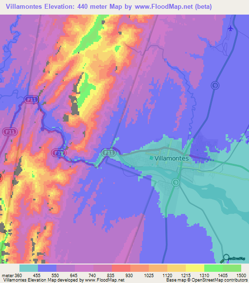 Villamontes,Bolivia Elevation Map