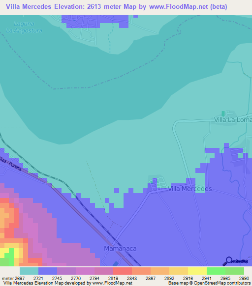 Villa Mercedes,Bolivia Elevation Map