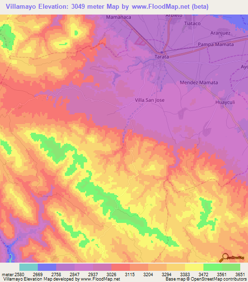 Villamayo,Bolivia Elevation Map